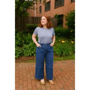 Modcloth Wide Leg Jeans Womens Plus Size 22W Blue Medium Wash‎ Retro Stretch